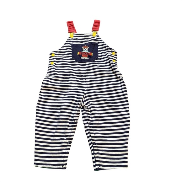 Gymboree Other - Vintage Gymboree Rainbow Tag Baby Nautical Stripe Ship Ahoy Overalls 6-12 Months